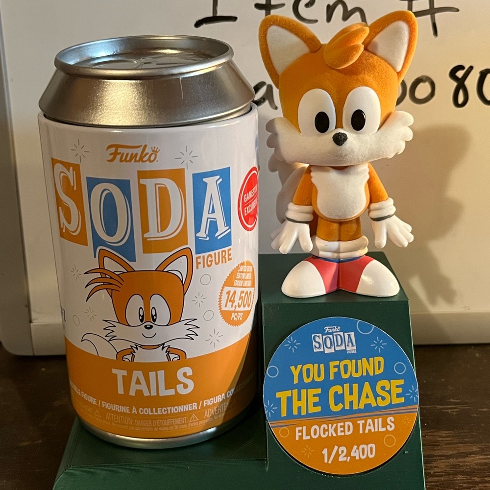 Funko Soda CHASE Tails Flocked Sonic the Hedgehog video game GameStop limited ed